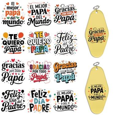 Imagem de Dorsbaby 24 peças de papel de transferência UV DTF com citações coloridas para chaveiro de acrílico, decoração de chaveiro de motel e hotel, papel de transferência de alta viscosidade