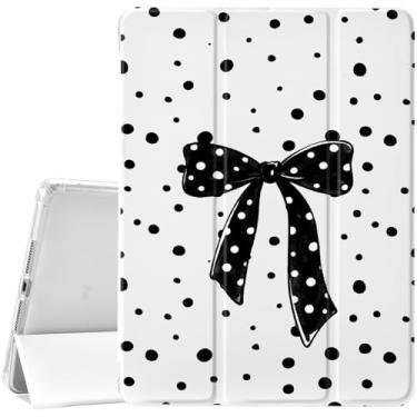 Imagem de JOYLAND Capa com laço de bolinhas para iPad 9ª/8ª/7ª geração, 25,2 polegadas (2021/2020/2019) com suporte de lápis, capa protetora com suporte triplo e parte traseira de TPU macio, branca