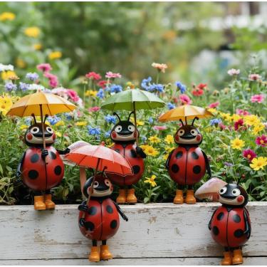 Imagem de Estacas acrílicas de jardim sinal de jardim primavera estaca decorativa planta arte gramado decoração pátio decoração caminho decoração interior exterior 2D (besouro) (cor 1)