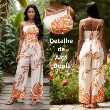 Imagem de Macacão Feminino Longo elegante alça dupla regulável luxo primavera ve