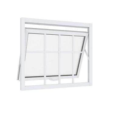 Imagem de Janela Maxim Ar 1 Seção Aluminio Branco Com Grade Linha 25 - 80x80 - A
