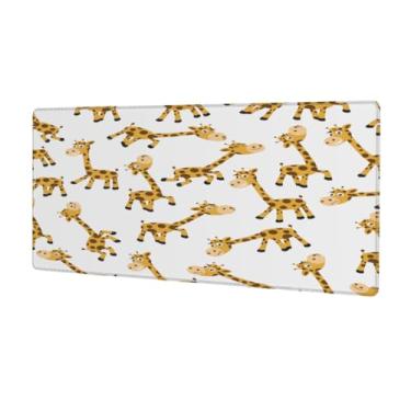 Imagem de Tapete de rato bonito com estampa animal girafa grande, impermeável, tapete protetor de mesa estendido para computador, base de borracha antiderrapante para escritório, computador, teclado, laptop e