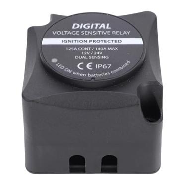 Imagem de AUNMAS Isolador de Bateria Dupla Inteligente 140A, relé Sensível à Tensão VSR à Prova d'água IP67 Com Voltímetro Digital para Trailer de Caminhão Marinho de Carro RV (Preto)