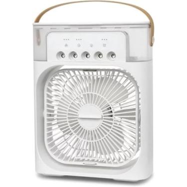 Imagem de Mini Ventilador Climatizador Portátil com Umidificador e Luz LED RGB – Silencioso, 3 Velocidades, Reservatório 600ml e USB para Casa, Quarto e Escritório (Branco)