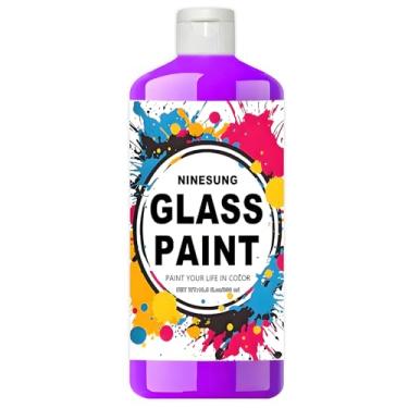 Imagem de ninesung Tinta de vidro roxo, 1 litro a granel jumbo - tinta acrílica para vitrais, janelas, taças de vinho, cerâmica e garrafas - para artistas e iniciantes (roxo, 34 Fl Oz)