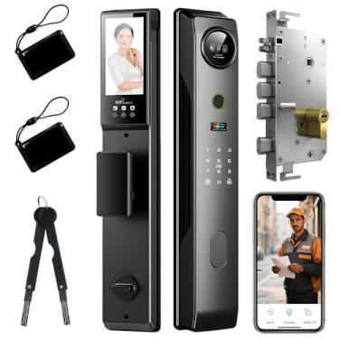 Imagem de Zenkon Fechadura Eletronica com Camera, Fechadura Inteligente com Reconhecimento Facial 3D, Tela Olho de Gato e WiFi, Fechadura Biométrica, Adequado para Portas com 4,5-10 CM de Espessura