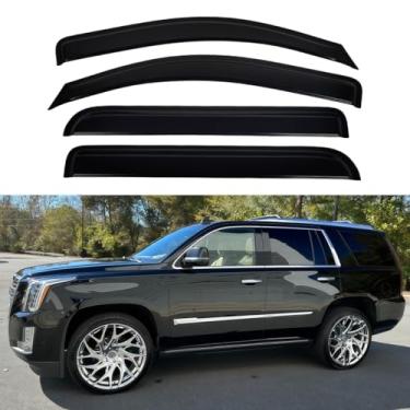Imagem de AceRide Viseiras de janela compatíveis com Cadillac Escalade 2015-2020, Chevy Tahoe 2015-2020, GMC Yukon 2015-2020, protetores de chuva, defletor de janela, fita adesiva, 4 peças