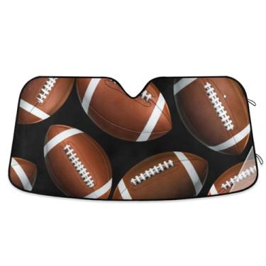 Imagem de EUA Bolas de futebol preto personalizado para-brisa carro para-sol engraçado retrátil dobrável automotivo para-brisa guarda-sol animal floral S, 134,6 cm x 59,7 cm