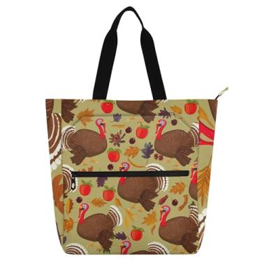 Imagem de GAIGEO Sacolas femininas de trabalho de perus de ação de graças para livros de praia com zíper, bolsas de professores com compartimentos