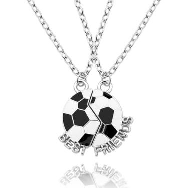 Imagem de Colares de amizade combinando para mulheres, homens, amantes de futebol, presentes de Natal para amigos, presente de longa distância para melhores amigas, colar para 2 mulheres, presente temático de