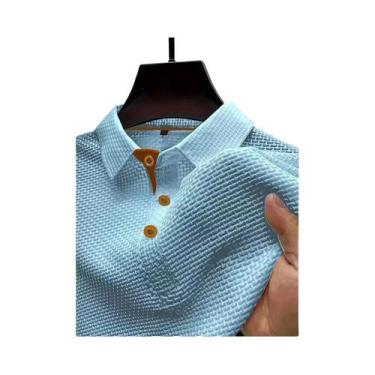 Imagem de Camiseta polo masculina de manga curta com lapela de seda gelada de ve