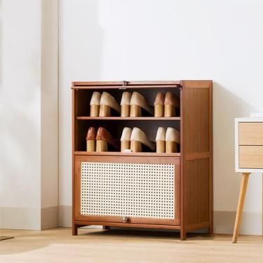 Imagem de Armário de sapatos para entrada, armário de sapatos moderno, armário de armazenamento de aparador alto, com portas dobráveis, armário de armazenamento de sapatos, suporte para sapatos, para armário