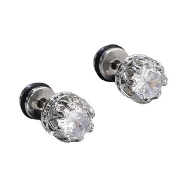 Imagem de 1 par de brincos masculinos de aço inoxidável em forma de coroa da mod