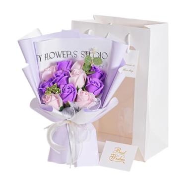 Imagem de IEUDNS Flores de sabonete com flores preservadas, artificiais e criativas, duram de 2 a 3 anos, perfeitas para o Dia dos Namorados, casamentos e outras, Violento