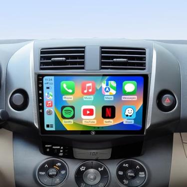 Imagem de RUICAR Rádio de carro estéreo para Toyota RAV4 2007 2007 2008 2009 2010 2011, tela sensível ao toque IPS HD de 10,2 polegadas, rádio veicular sem fio CarPlay Android Auto, GPS FM/SWC Bluetooth 1080P