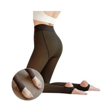 Imagem de Meia-calça Térmica Feminina De Inverno, Forrada Com Fleece, Sem Costur