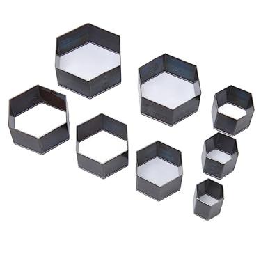 Imagem de Cryfokt Cortador de Couro Diy Perfurador 8 Peças Forma Hexagonal Molde de Perfuração de Couro de Aço de Alto Carbono para Fazer Jóias, Cortador de Perfurador Oco Durável