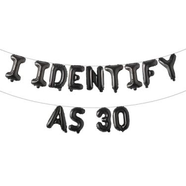 Imagem de Banner divertido de balões com glitter multicolorido, artigos de festa de aniversário, ideias e presentes para adultos de 21, 30, 40, 50, 60, 70, 80 anos (eu identifico como 30 preto)