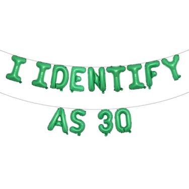 Imagem de Banner divertido de balões com glitter multicolorido, artigos de festa de aniversário, ideias e presentes para adultos de 21, 30, 40, 50, 60, 70, 80 anos (eu identifico como 30 verdes)