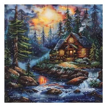 Imagem de Xinpinzhou Kits de ponto cruz River 11 quilates, 11 CT engraçado, pré-impresso, contado, ponto cruzado, bordado, ponto cruzado, bordado, ponto cruzado, para iniciantes e adultos, 40 x 40 cm