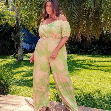 Imagem de Conjunto Feminino Estampado C/ Calça Blusa Detalhe Ponteiras tamanho 4