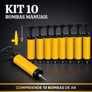 Imagem de Kit 10 Bombas Manual De Ar Para Encher Bolas Com Bicos Startools