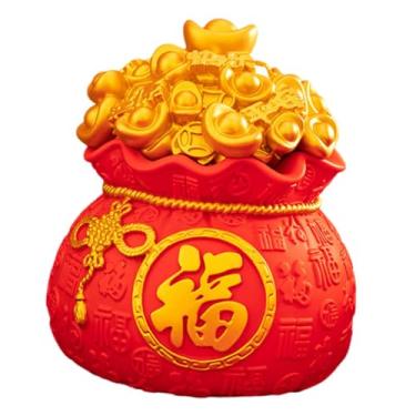 Imagem de Generic Estátua/Escultura de Sacola da Sorte em Forma de Porquinho, Cofrinho Colecionável, Ornamento de Mesa, Pote para Economizar Dinheiro, Ideal para, Fu Grande