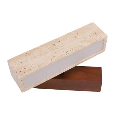Imagem de Jiawu Arandela de Parede Interna Giratória Elegante Travertino Luminária de Cabeceira para Sala de Estar Quarto Corredor, 18x20x5cm (Noz)
