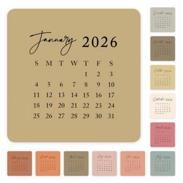 Imagem de Andaz Press Adesivos de mês pequeno, mini adesivos quadrados mensais de cores boho para planejadores, 24 adesivos de agenda de calendário 2025, 12 adesivos de calendário mini 2026 e 4 adesivos de