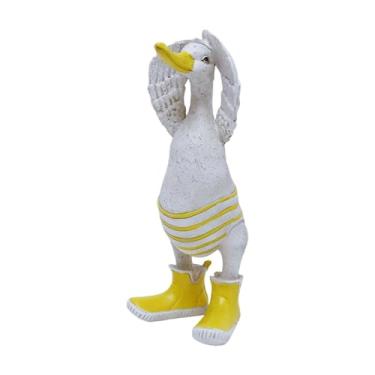 Imagem de predolo Escultura de mesa em resina com estatueta de pato, peça criativa para decoração de jardim, quintal, quarto, escritório, sala de estar, escrivaninha ou, 24.5cm