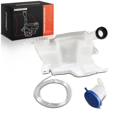 Imagem de A-Premium Conjunto de tanque de reservatório de lavadora de para-brisa compatível com Ford Focus 2012-2018 - com tampa, gargalo de enchimento e bomba de arruela, sensor de nível de fluido e mangueira