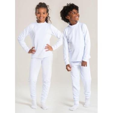 Imagem de Conjunto Inverno Unissex Branco Blusa e Calça em Tecido Térmico - Mole