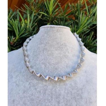 Imagem de Colar Choker Torcido Mola Elos Andulado Folheado Ouro 18k Dourado Prat