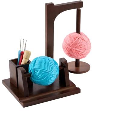 Imagem de Novo suporte de fio de madeira giratório 360 fio magnético suporte de enrolamento de fio de madeira presente de crochê para entusiastas de tricô