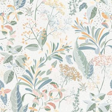 Imagem de Papel de parede floral descascar e colar papel de parede boho flor papel de parede autoadesivo removível vinil para banheiro revestimento de parede prateleira armários decoração 43 cm x 299 cm
