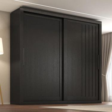 Imagem de Guarda Roupa De Casal Trianon 2 Portas De Correr Preto Preto