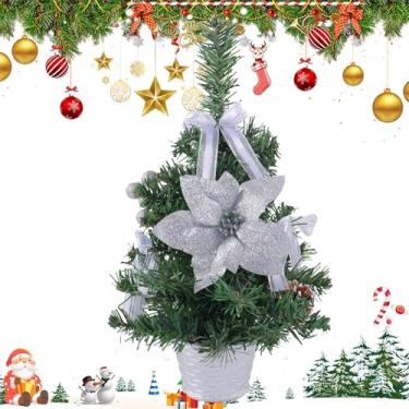 Imagem de Árvore de Natal de mesa artificial, pequena árvore de Natal | Pequenas decorações de pinho para mesa,Decorações de árvore de Natal de mesa para casa, café, restaurante, shopping