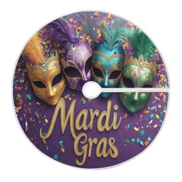 Imagem de ATTX Saia de árvore com máscara de carnaval de 90 cm – decoração festiva para festas de ano novo e carnaval #106