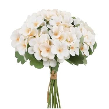Imagem de Zythrem Flores artificiais de hortênsia de 29 cm, 2 cachos de buquê de orquídeas falsas, flores de hortênsia de seda de toque real com caules, arranjo floral falso para casa, escritório, festa, mesa