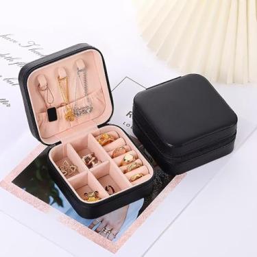 Imagem de Pequena caixa de joias deslumbrante, organizador de estojos de viagem, presentes personalizados, acessórios de joias para adolescentes, presente de Natal para mulheres, preto