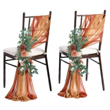 Imagem de Zythrem 3 peças de decorações de corredor de casamento, arranjos de flores artificiais para cerimônias de casamento, decoração de cadeira de casamento, recepção, decoração de festa de igreja, com