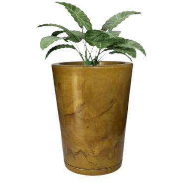 Imagem de Vaso Grande Liso Polietileno Marmorizado Plantas Luxo Jardim Varanda (Dourado)