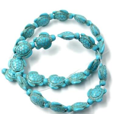 Imagem de Fio Tartaruga Howlita Resina Para Pulseiras, Colares, Guias e Artesanato(Azul)