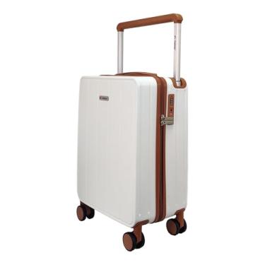 Imagem de Mala de Bordo Rígida com Rodas Duplas Silenciosas, 10kg ANAC, 360°, Cadeado com Segredo (BRANCA V1)