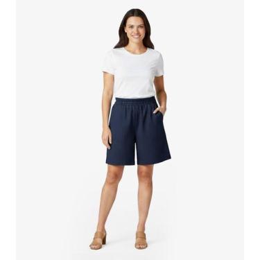 Imagem de Bermuda Feminina Tecido Linho Rovitex Azul, M, Azul