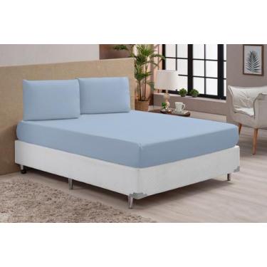 Imagem de Jogo De Lençol Casal 3 Peças Percal 100% Algodão - Jire Bordados, Azul