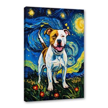 Imagem de Pôster colorido abstrato Van-Gogh com pintura a óleo floral noite estrelada impressão de animais engraçados para decoração de casa e sala de estar (SKU8,16x60 cm), emoldurado (tela embrulhada))
