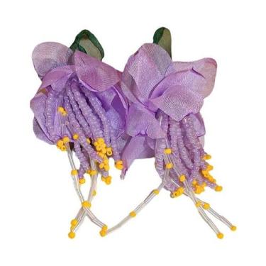 Imagem de Brincos Femininos Boêmios Brancos E Rosas Com Flores, Joia Artesanal D