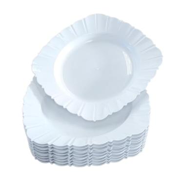 Imagem de Jogo de 50 Pratos Plásticos Brancos Quadrados - Reutilizáveis para Refeições, Festas, Churrascos e Porções de Petiscos, Utensílios Práticos (BRANCO)