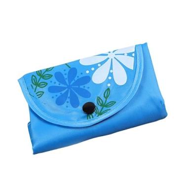 Imagem de Bolsa feminina dobrável, moderna, floral, estampada, casual, sacola de compras de grande capacidade, sacolas de presente, Azul claro